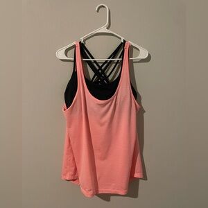 ATHLETA SZ large Fully Focused Tank & Bra Combo Top Workout Athletic